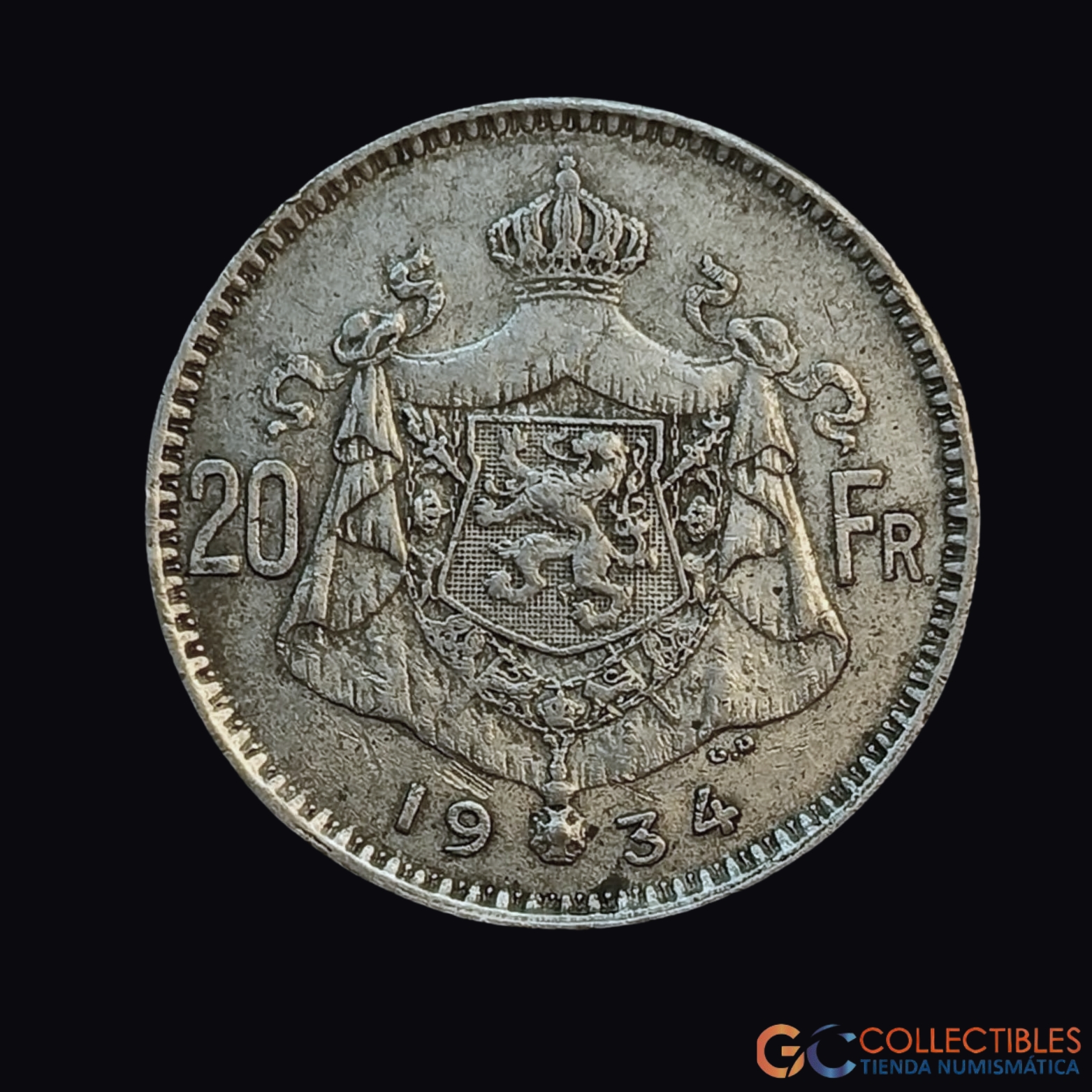 Lote 0028 - Bélgica – 20 Francos 1934 (Leyenda en Francés)