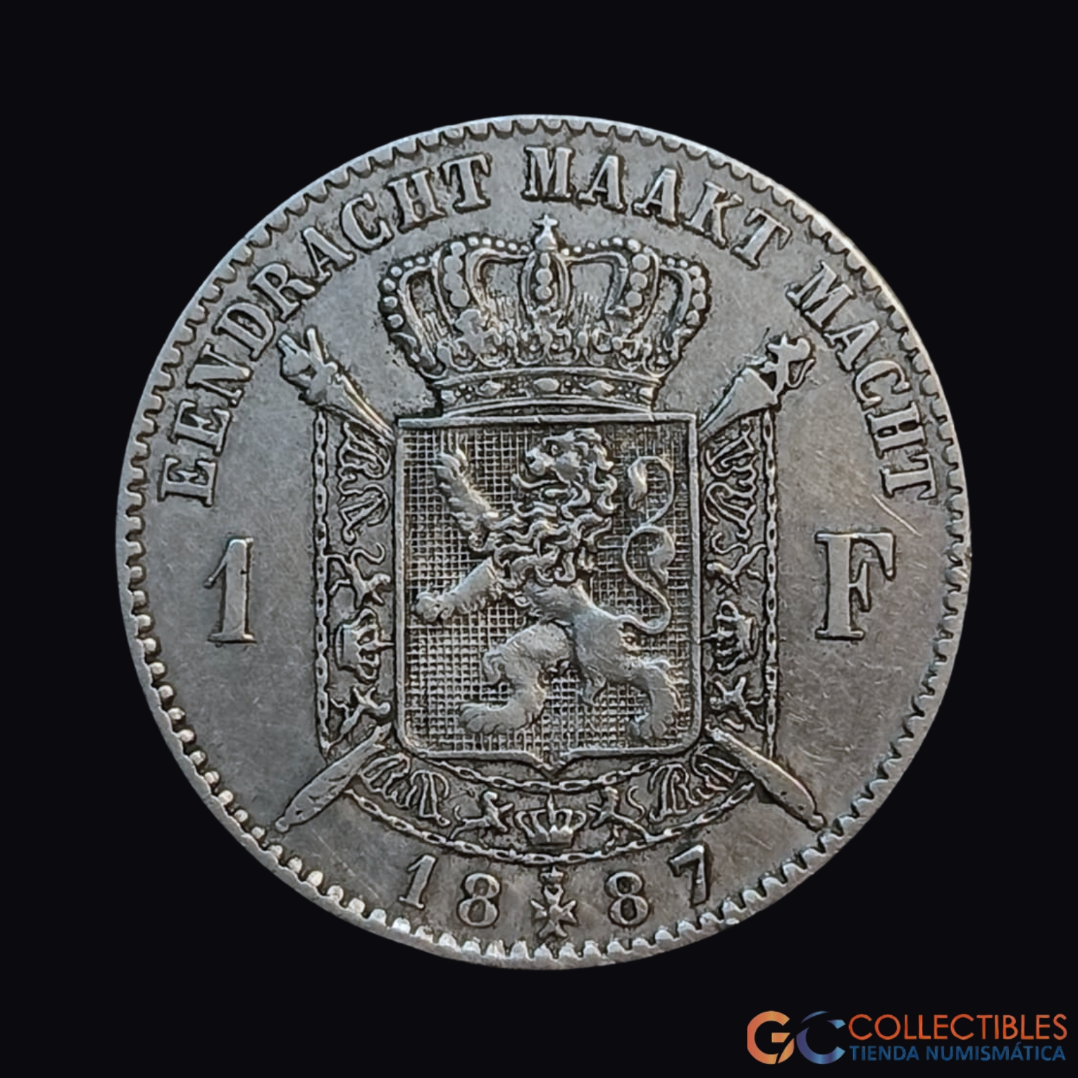 Lote 0029 - Bélgica – 1 Franco 1887 (Leyenda en Holandés – “DER BELGEN”)