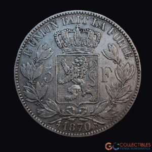 Lote 0032 - Bélgica – 5 Francos 1870