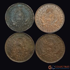 Lote 0101 - Lote x 4 Monedas de 2 Centavos de 1889, 1890, 1891 y 1893.