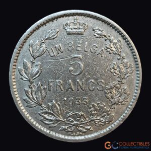 Lote 0120 - Bélgica – 5 Francos 1933