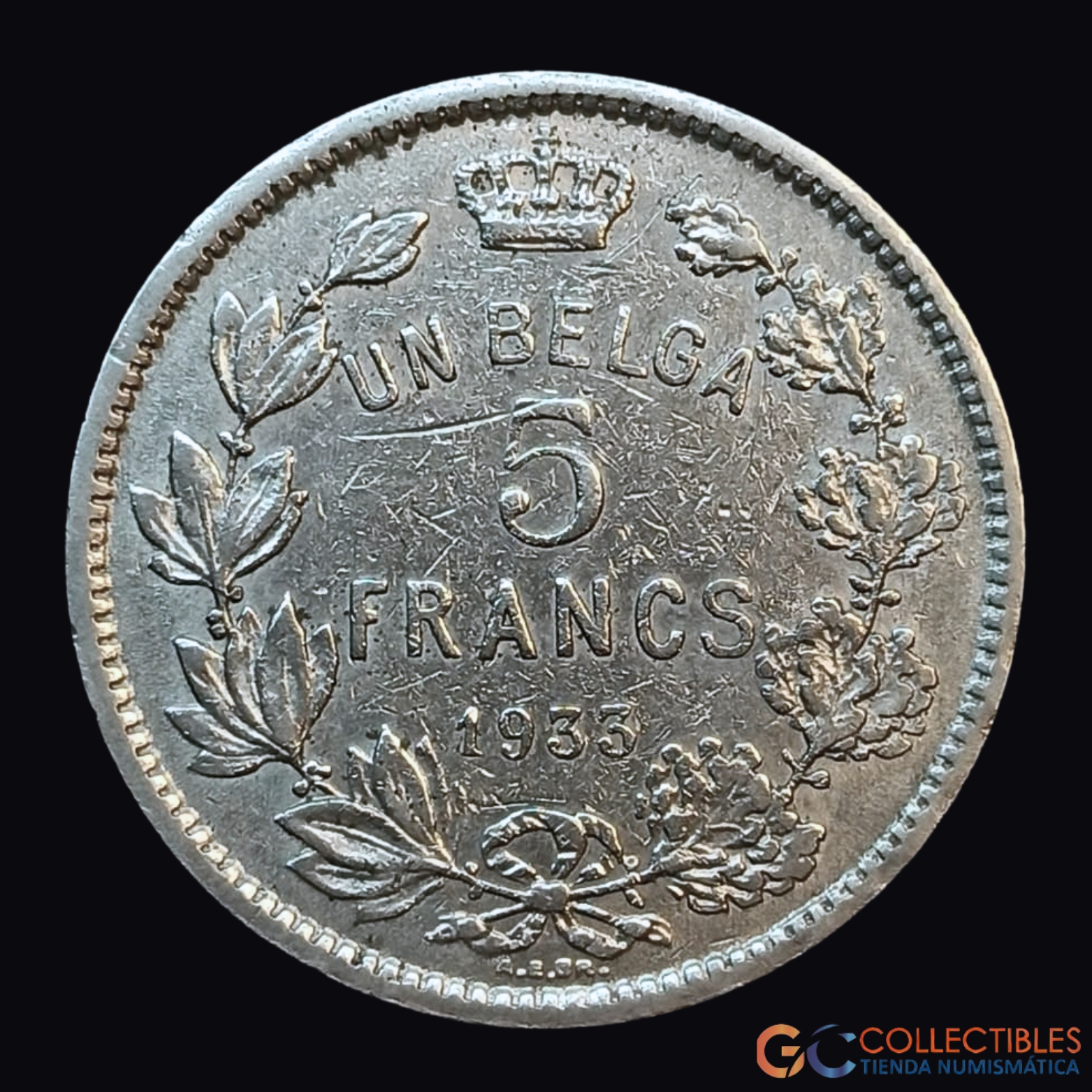 Lote 0120 - Bélgica – 5 Francos 1933