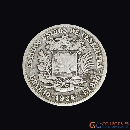 Lote 0160 - Venezuela – 2 Bolívares 1924