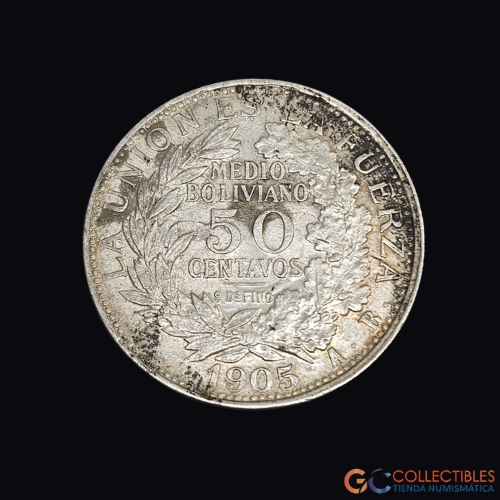 Lote 0161- Bolivia – 50 Centavos 1905
