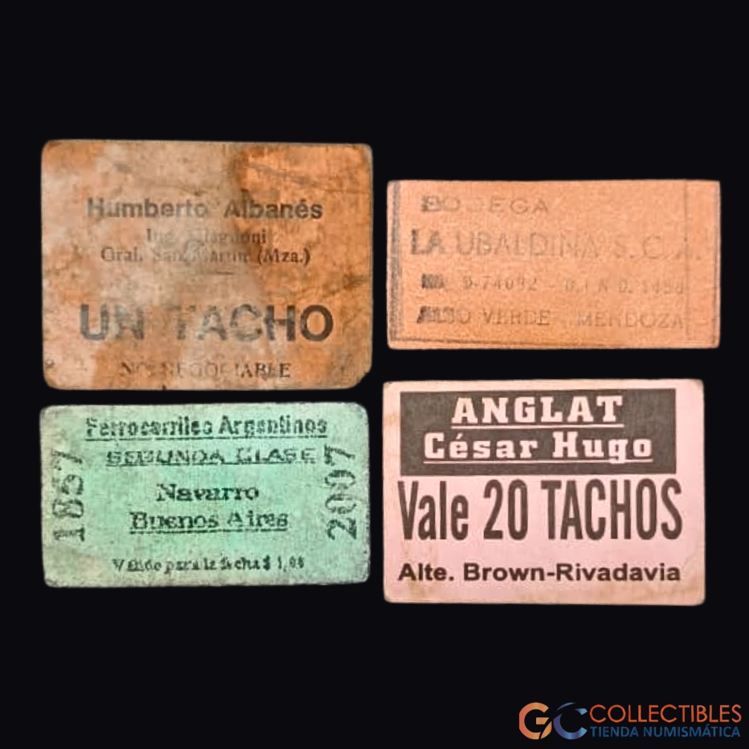 Lote 2075 - Lote x 4 vales y boletos antiguos – ca. 1940–1970