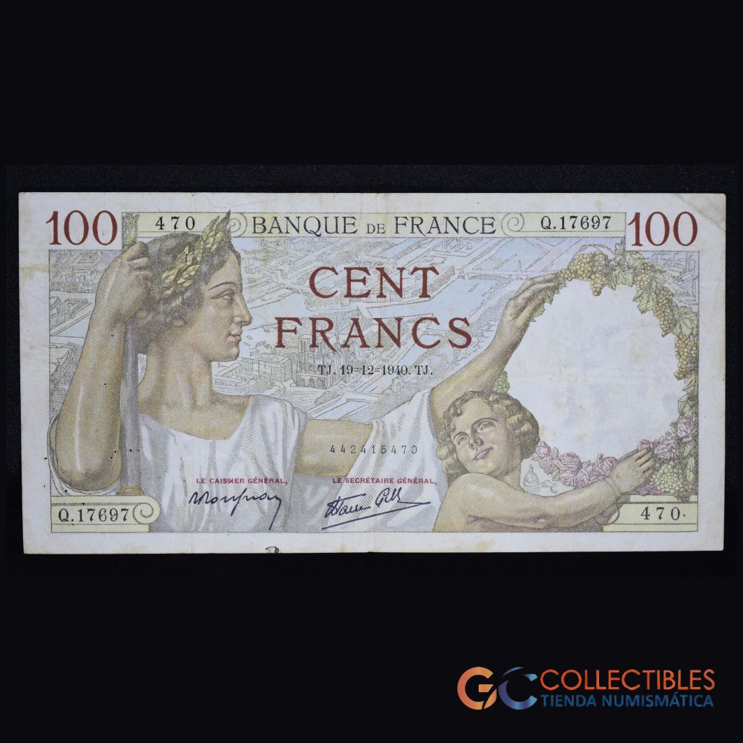LOTE 1012 - Europa/Francia -100 Francs – 19.12.1940