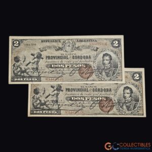 Lote 1029 - América del Sur/Argentina - Lote x 2 billetes de 2 Pesos – ca. 1880–1890 (Facsímil)
