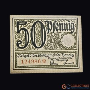 Lote 1031 - Europa/Alemania - Dánzig - 50 Pfennig – 15 de abril de 1919