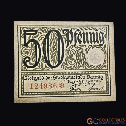 Lote 1031 - Europa/Alemania - Dánzig - 50 Pfennig – 15 de abril de 1919