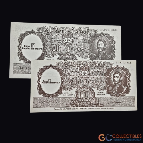 Lote 1043 - América del Sur/Argentina - 1000 Pesos Moneda Nacional ca. 1880–1890 (Facsímil) x2