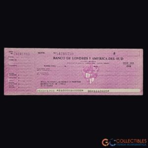 Lote 1048 - América/Argentina - Cheque en blanco Banco de Londres y América del Sud, Sucursal Belgrano