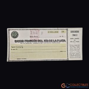 Lote 1050 - América/Argentina - Cheque en blanco Banco Francés del Río de la Plata - Sucursal Bahía Blanca