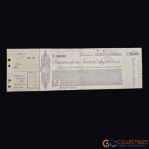 Lote 1051 - América/Argentina - Cheque en blanco Banco de la Nación Argentina (Sucursal Quilmes)