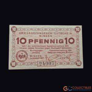 Lote 1060 – Europa/Alemania – Campo de Prisioneros de Minden 10 Pfennig 1917 (Campbell #3287)