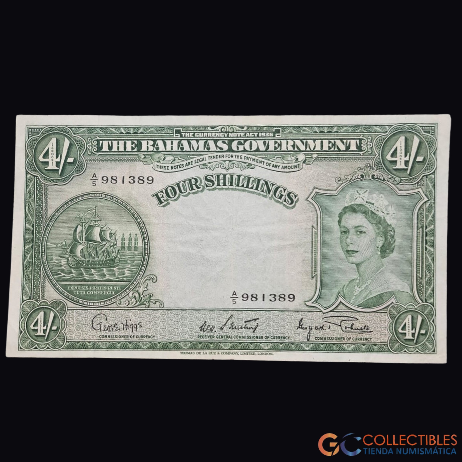 Lote 1064 – América/Bahamas – 4 Shillings 1963 (Pick 13)