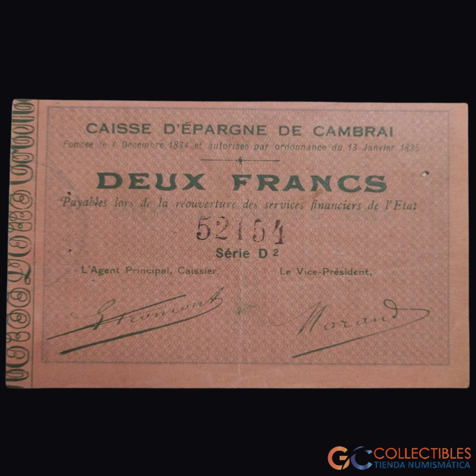 Lote 1075 – Europa/Francia – Cambrai 2 Francos 1914 (Pir#59.508)