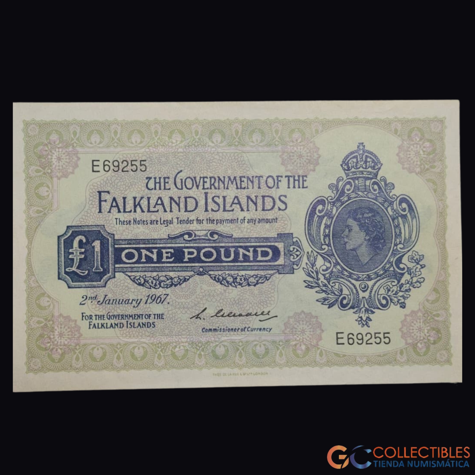 Lote 1076 – América/Islas Malvinas – 1 Libra 1967 (Pick 8a)
