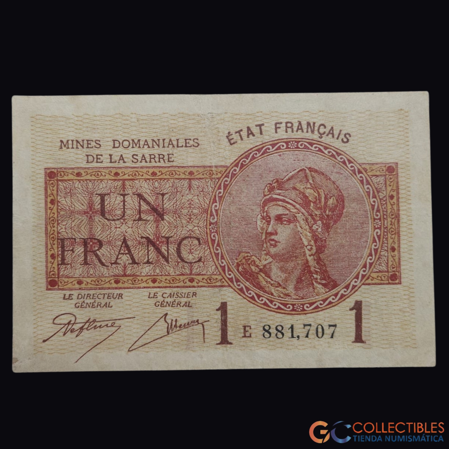 Lote 1082 - Europa/Saar - 1 Franco 1919