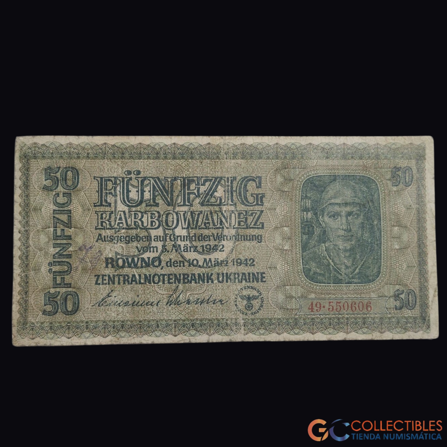 Lote 1084 - Europa/Ucrania - (Ocupación Alemana del 3.er Reich) - 50 Karbowanez 1942
