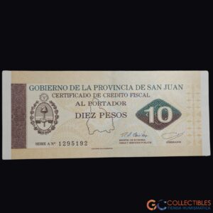 Lote 1091 - América/Argentina (Provincia de San Juan) - 10 Pesos ca. 1985