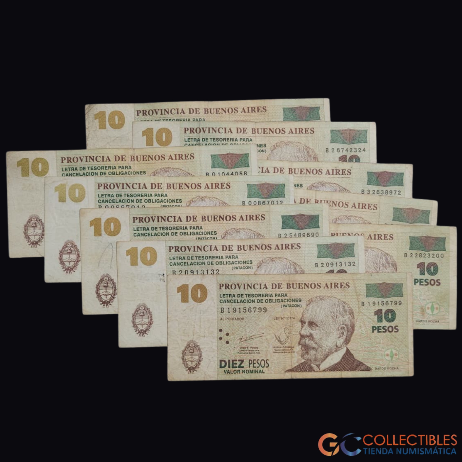 Lote 1092 - América/Argentina (Provincia de Buenos Aires) - 10 Patacones ca. 2001 (Lote x10)