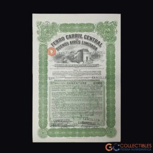 Lote 1094 - América del Sur/Argentina - Acción Ferrocarril Central de Buenos Aires Limitada – Debenture 1911