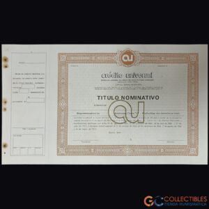 Lote 1109 - América/Argentina - Crédito Universal S.A. – Título Nominativo de Acciones Preferidas Clase “C” – ca. 1970