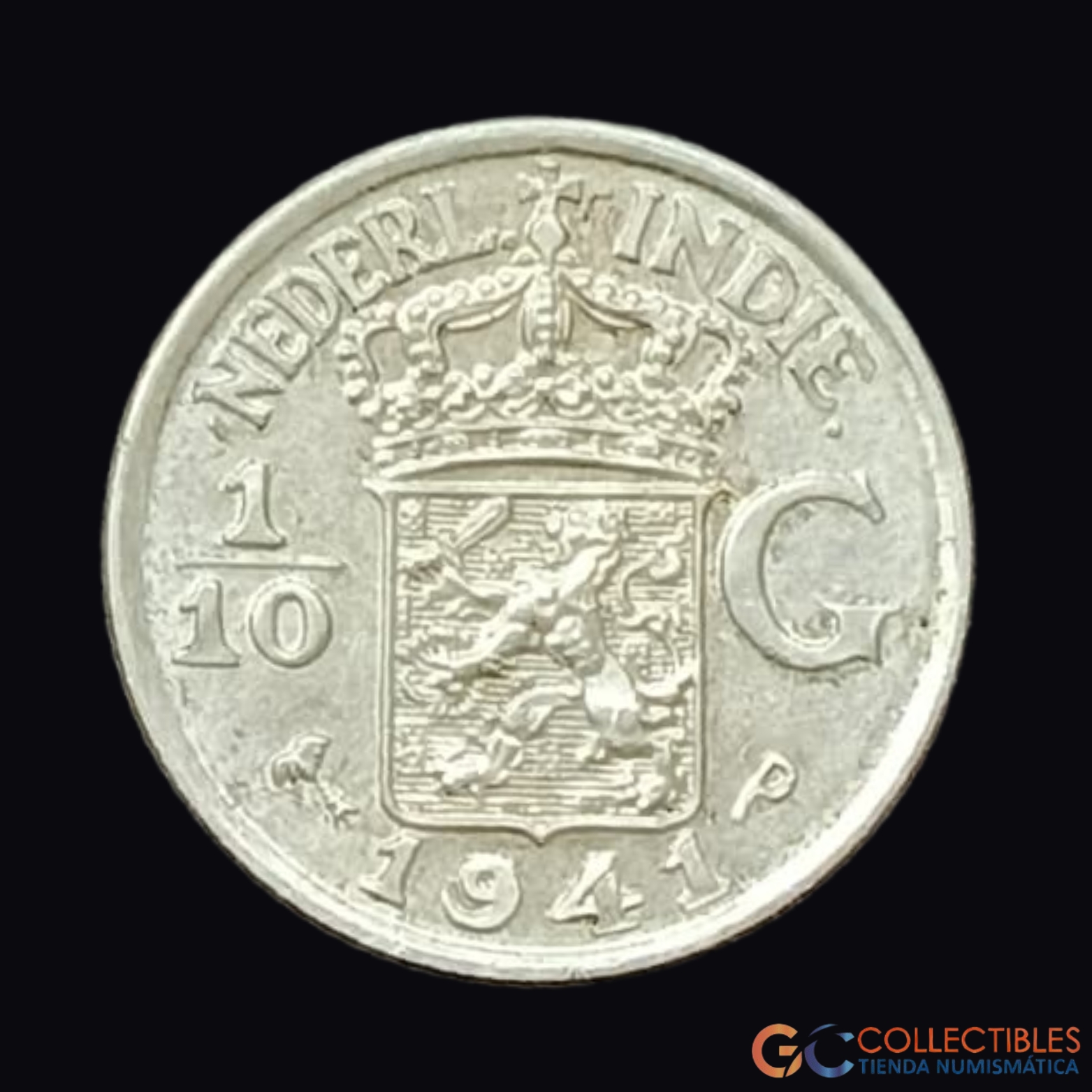 Lote 0229 - Indias Orientales Neerlandesas – 1/10 Florín 1945 (marca S)