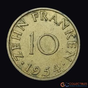 Lote 0230 - Alemania – Sarre 10 Franken – 1954