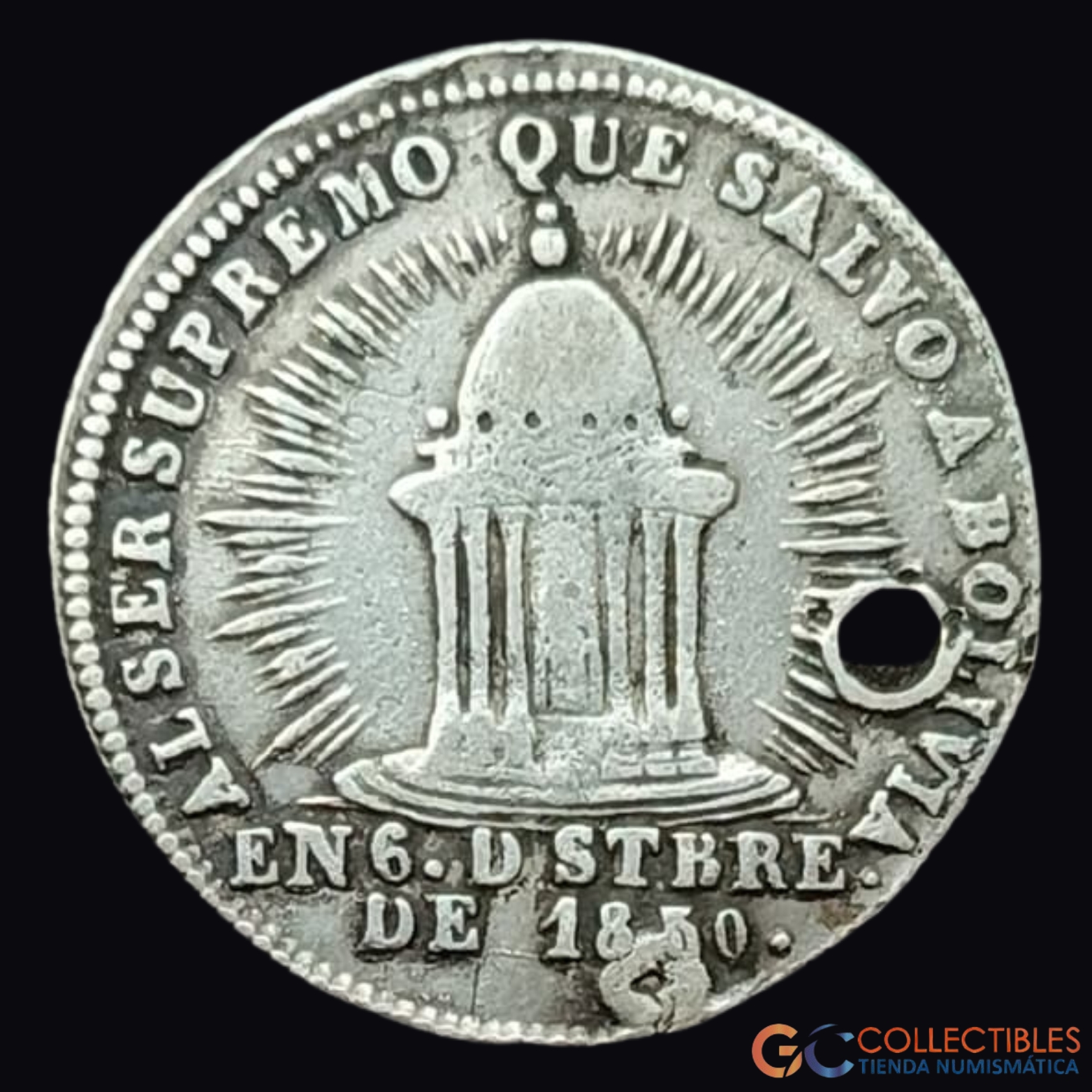 Lote 0253 - Bolivia – Medalla monetaria “Ángel” 1852
