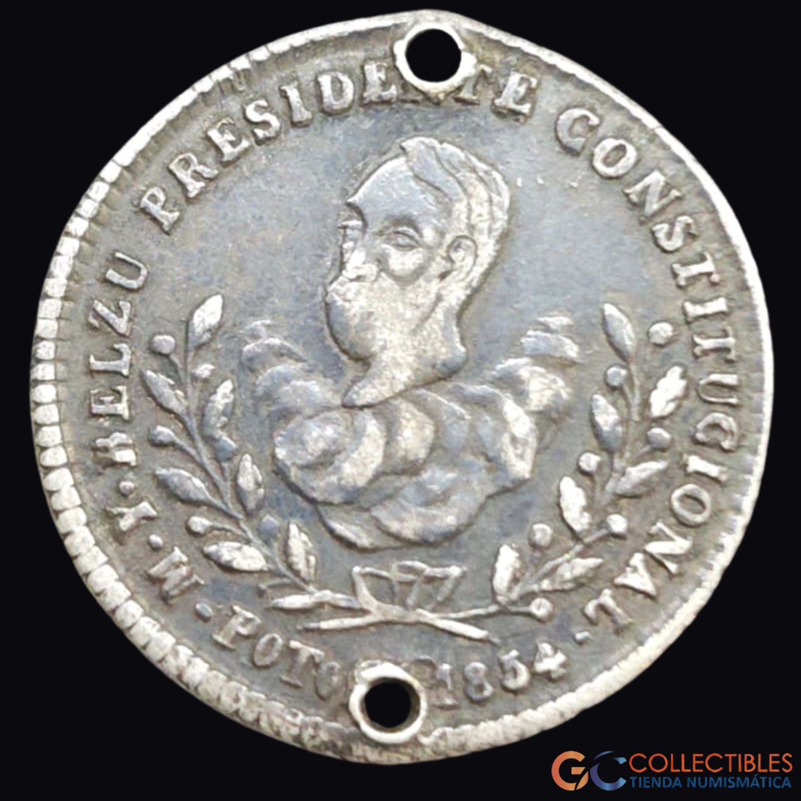 Lote 0260 - Bolivia – 1 Sol “Manuel Isidoro Belzú – 4.º Aniversario” 1854