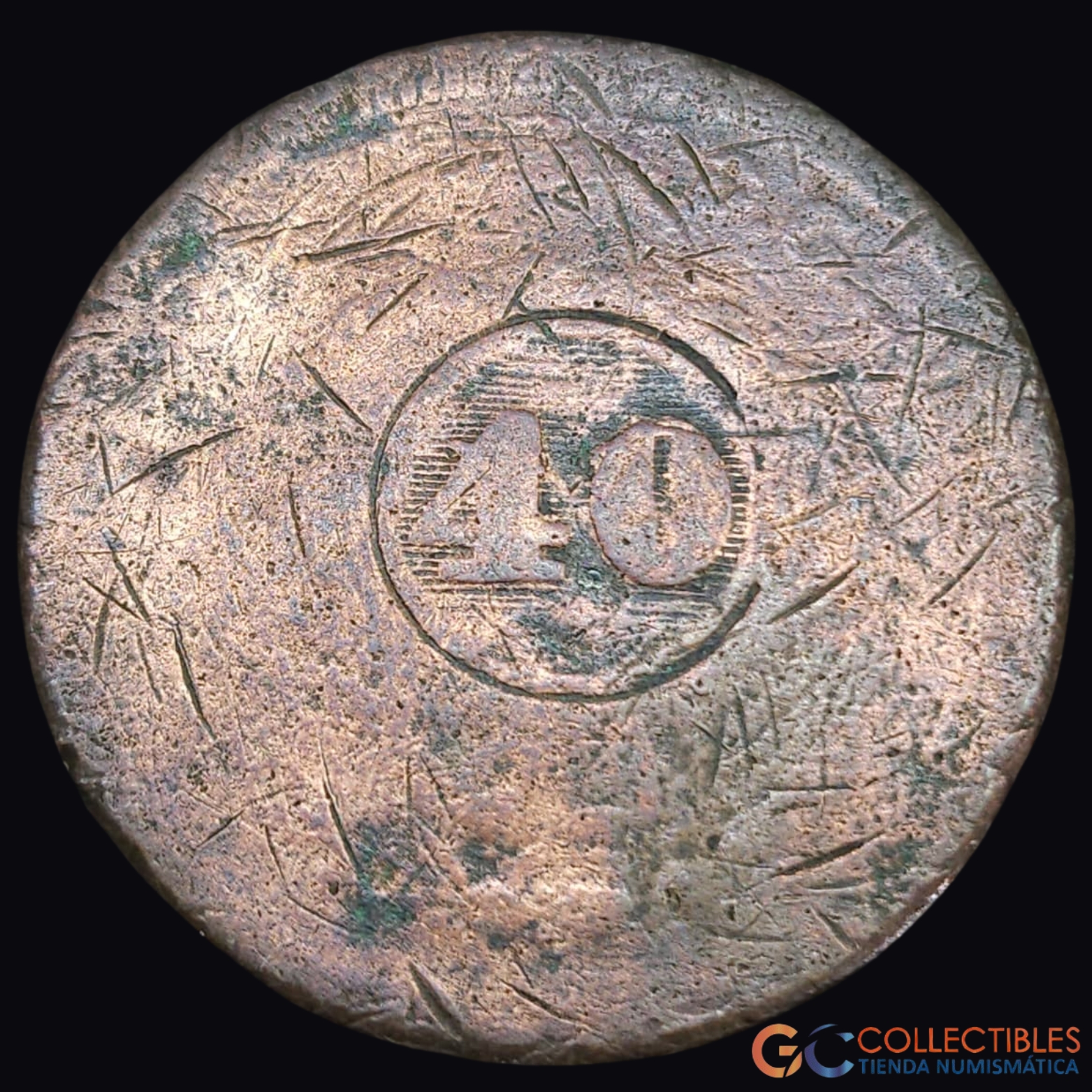 Lote 0295 - Brasil – 40 Réis ca. 1820s (Contramarca en 80 Réis)