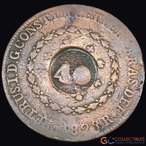 Lote 0296 - Brasil – 40 Réis 1828 (Contramarca en 80 Réis)