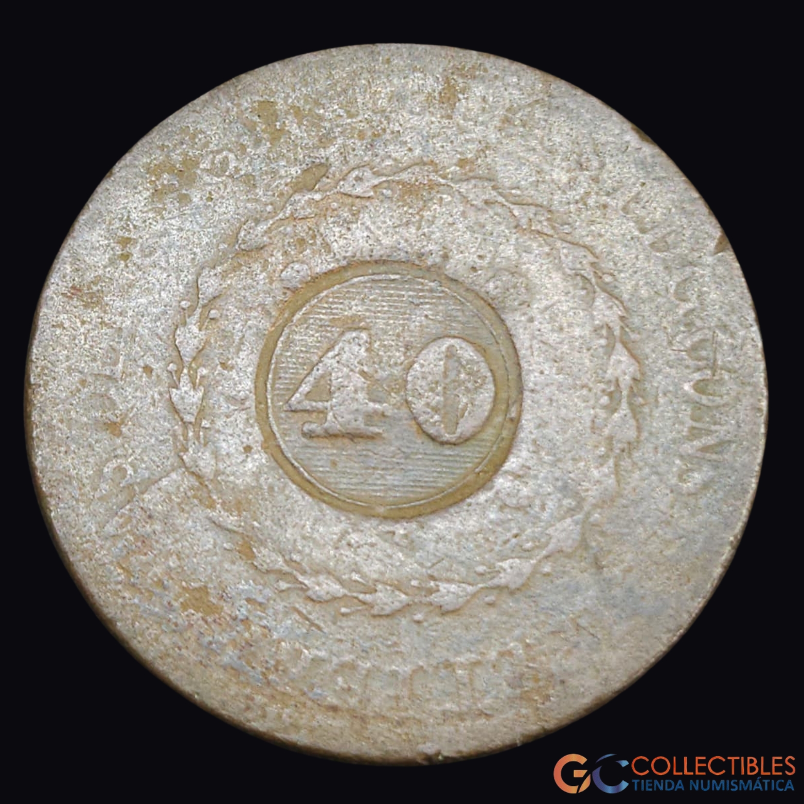 Lote 0299 - Brasil – 40 Réis 1828 (Contramarca en 80 Réis)
