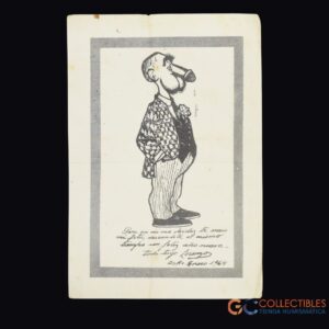 Lote 3017 - Caricatura humorística masculina con dedicatoria manuscrita fechada “B.S. As. Enero 1961