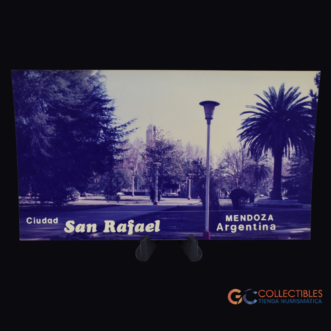 Lote 3018 - Conjunto de 4 postales turísticas de la ciudad de San Rafael, Mendoza, incluyendo Isla Diamante y zona céntrica