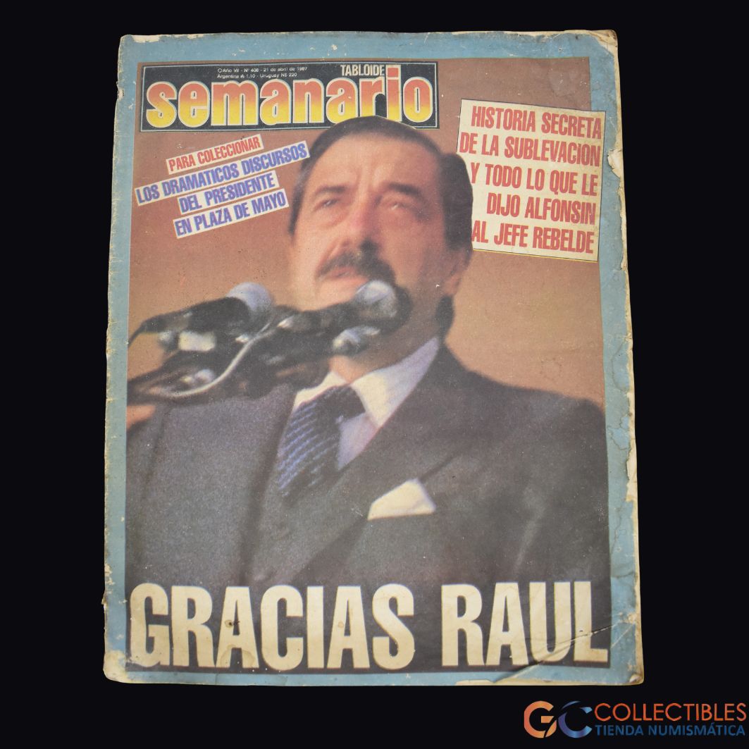 Lote 3041-Revista Semanario, ejemplar especial dedicado al presidente Raúl Alfonsín tras los sucesos de Semana Santa