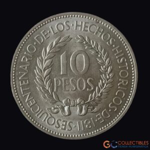 Lote 0318 - América del Sur/Uruguay - 10 Pesos 1961 (150° Aniversario Revolución)
