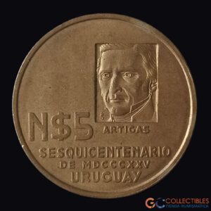 Lote 0321 - América del Sur/Uruguay - 5 Nuevos Pesos 1975 (150° Movimiento Revolucionario)