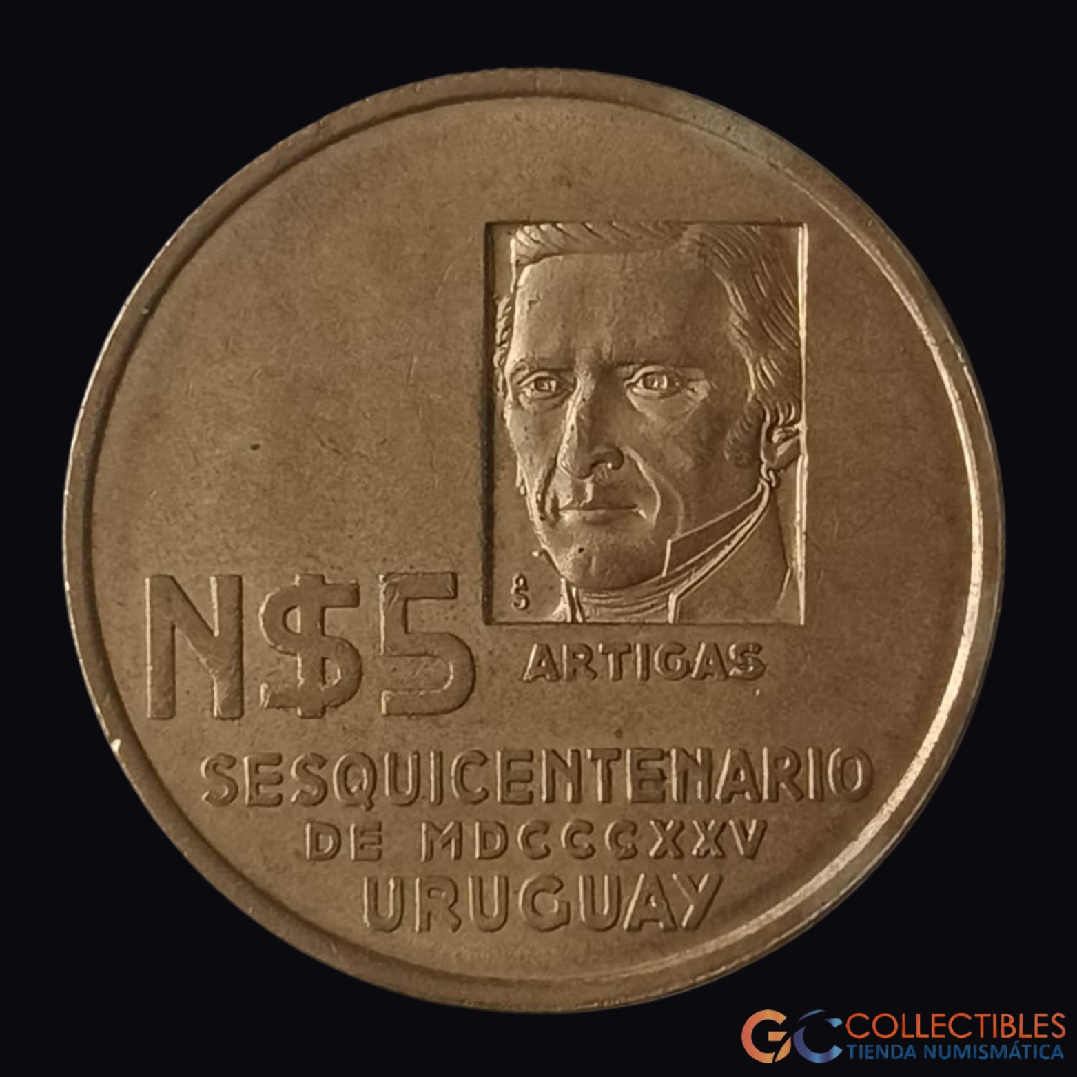 Lote 0321 - América del Sur/Uruguay - 5 Nuevos Pesos 1975 (150° Movimiento Revolucionario)