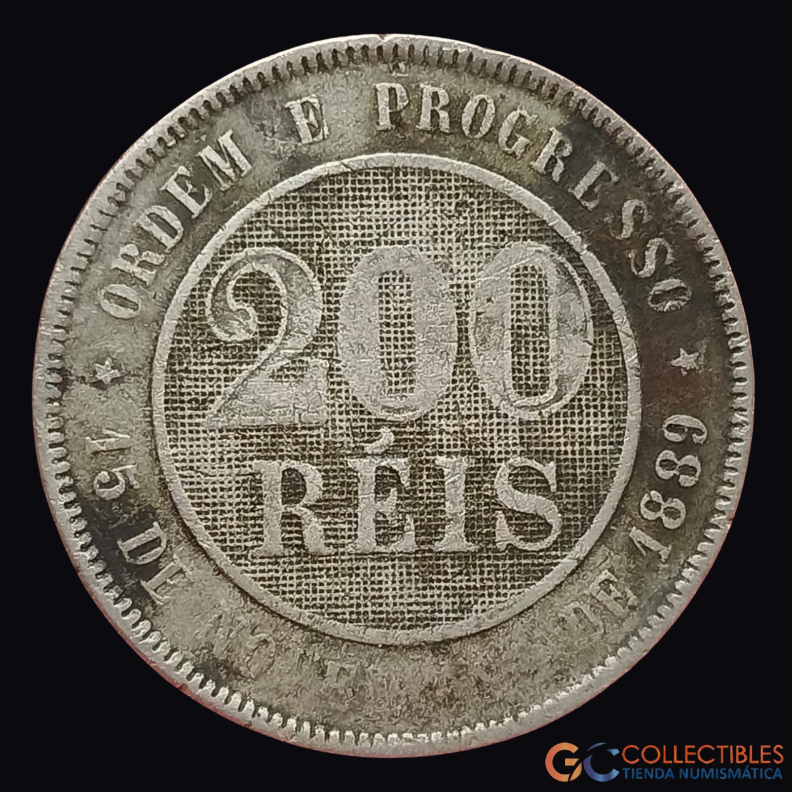 Lote 0336 - América del Sur/Brasil - 200 Réis 1889