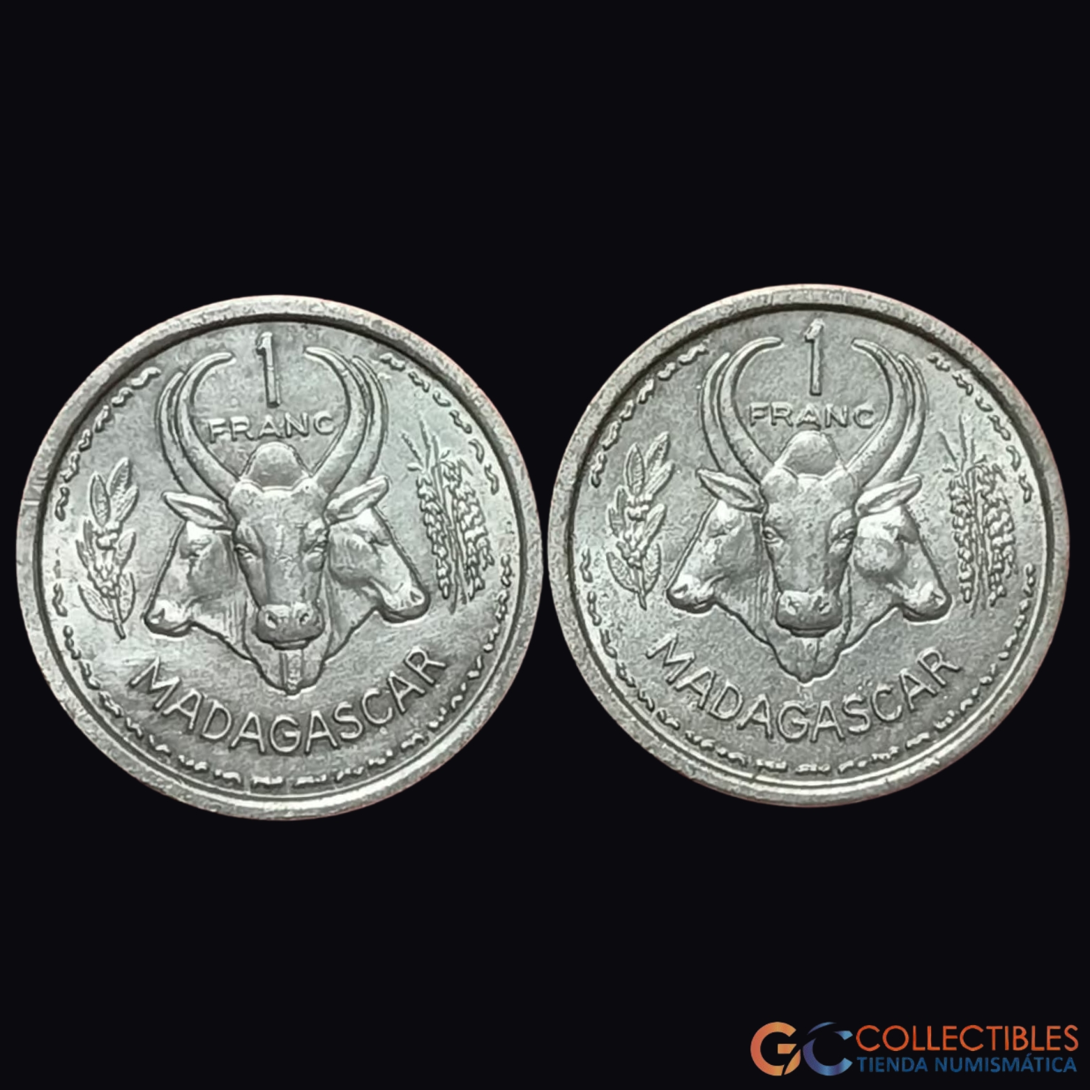 Lote 0352 - Madagascar – Lote x 2 monedas de 1 Franco 1948