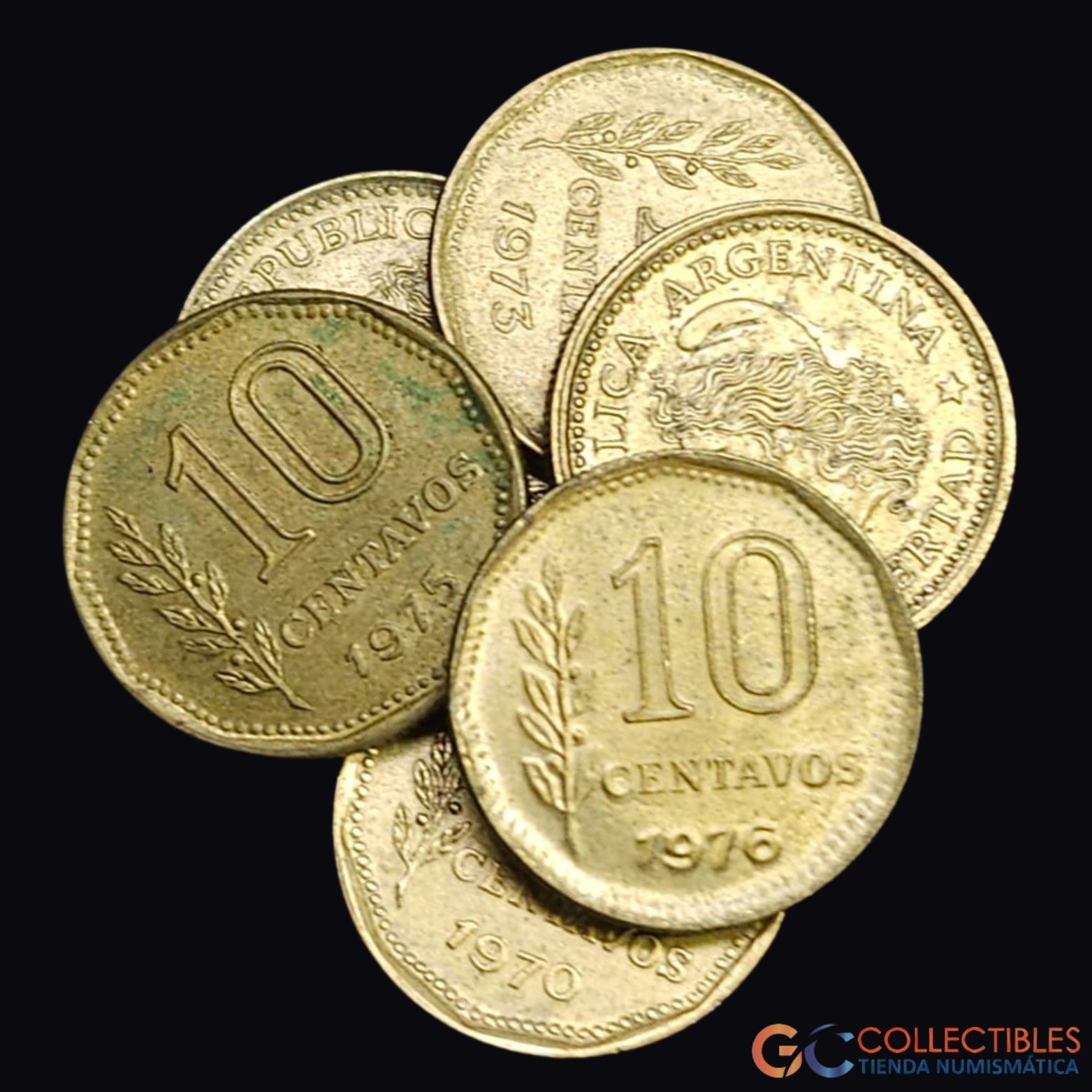 Lote 0433 - Argentina – Lote x 6 monedas (10 Centavos, 1970–1976, falta 1972).