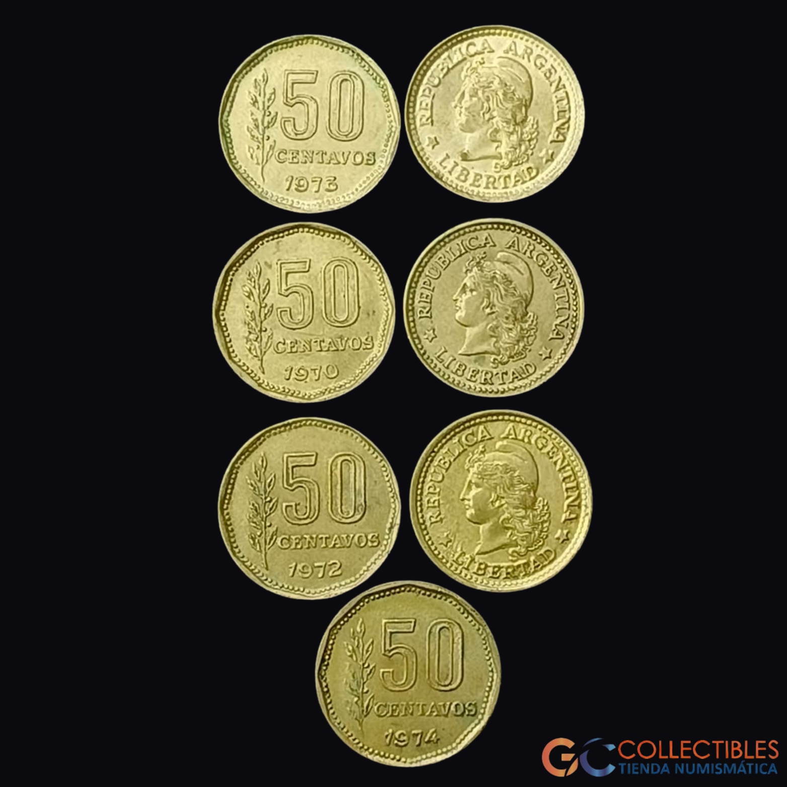 Lote 0436 - Argentina – Lote x 7 monedas (50 Centavos, 1970–1976).