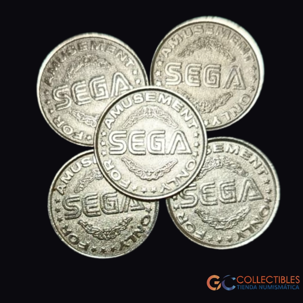 Lote 2076 - Lote x 5 fichas SEGA “For Amusement Only” – ca. 1980–1990