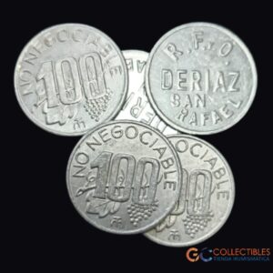 Lote 2078 - Lote x 5 fichas de vendimia “R.F.O. Deriaz – San Rafael” – ca. 1970–1980