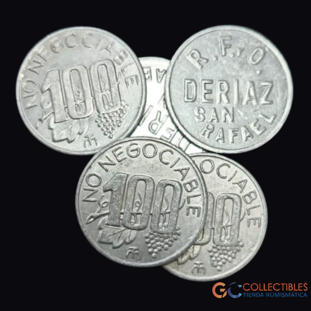 Lote 2078 - Lote x 5 fichas de vendimia “R.F.O. Deriaz – San Rafael” – ca. 1970–1980
