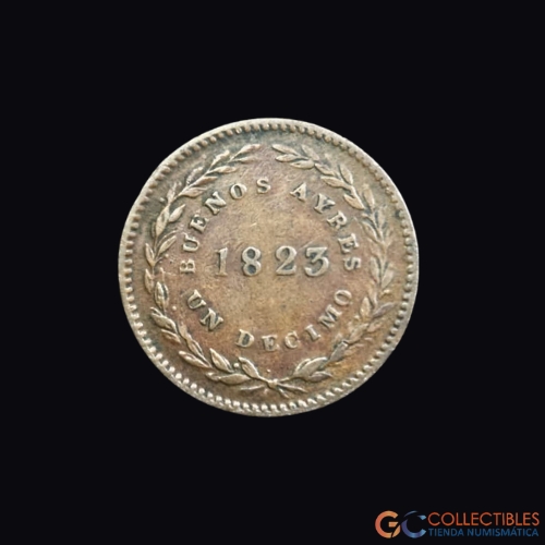Lote 0302 - Provincias de Argentina – 1/10 Real 1823 (Buenos Aires)
