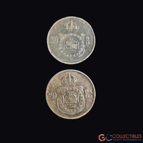 Lote 0309 - Brasil – 20 Réis 1869 (Lote x2 monedas)