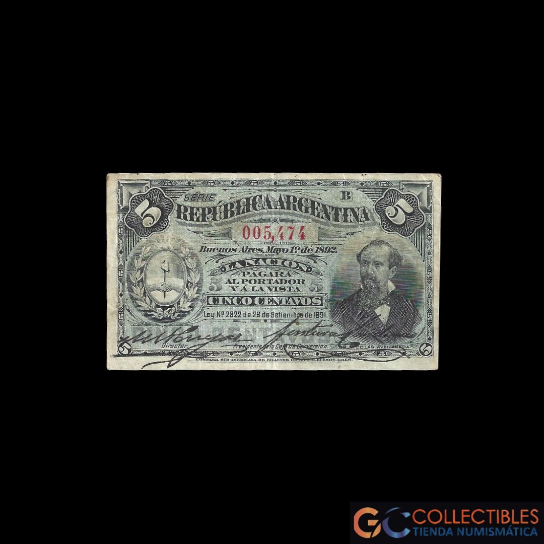 Lote 1002 - Argentina 5 Centavos 1892